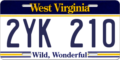 WV license plate 2YK210