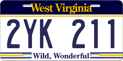 WV license plate 2YK211