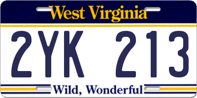 WV license plate 2YK213