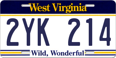 WV license plate 2YK214