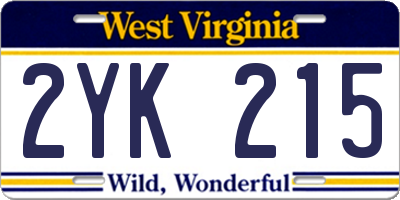 WV license plate 2YK215