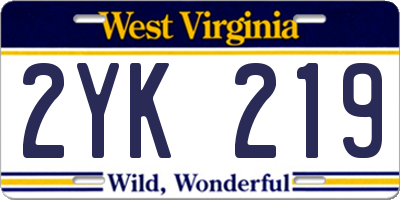 WV license plate 2YK219