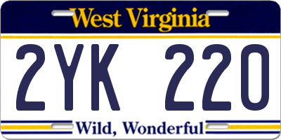 WV license plate 2YK220