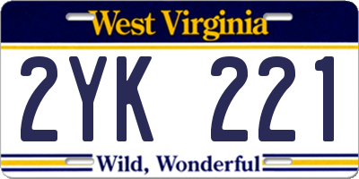 WV license plate 2YK221