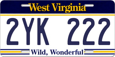 WV license plate 2YK222