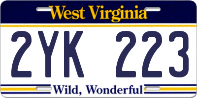 WV license plate 2YK223