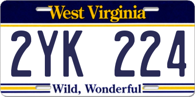 WV license plate 2YK224