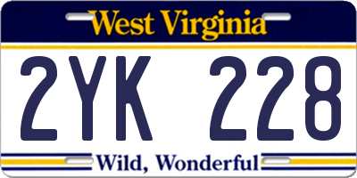 WV license plate 2YK228