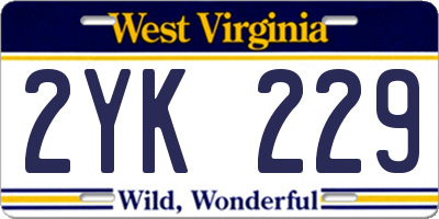 WV license plate 2YK229