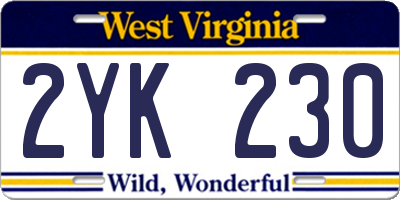 WV license plate 2YK230