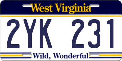 WV license plate 2YK231
