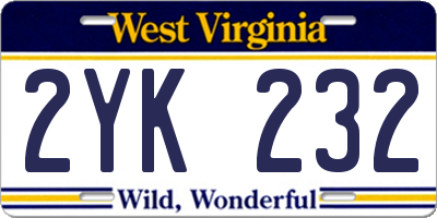 WV license plate 2YK232