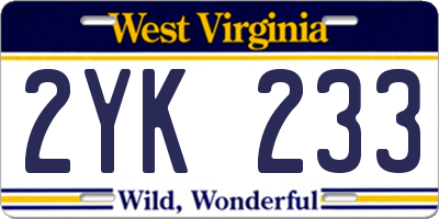 WV license plate 2YK233