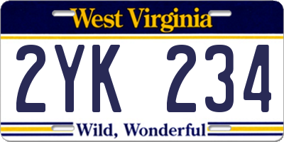 WV license plate 2YK234