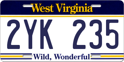 WV license plate 2YK235