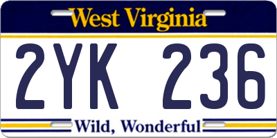 WV license plate 2YK236
