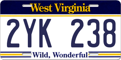 WV license plate 2YK238