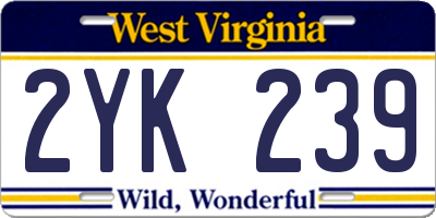 WV license plate 2YK239