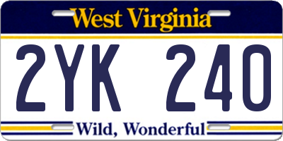 WV license plate 2YK240