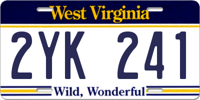 WV license plate 2YK241