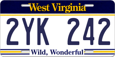 WV license plate 2YK242