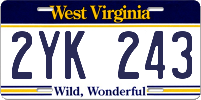 WV license plate 2YK243