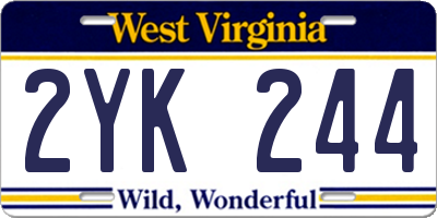 WV license plate 2YK244