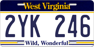 WV license plate 2YK246
