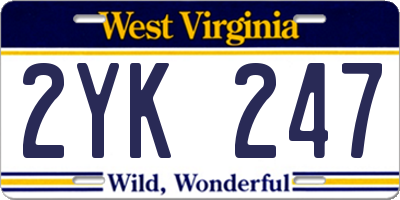 WV license plate 2YK247