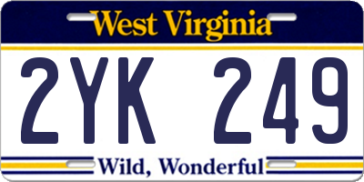 WV license plate 2YK249