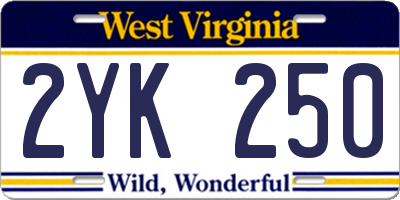 WV license plate 2YK250