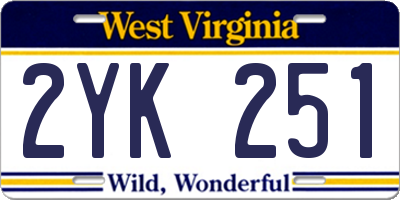 WV license plate 2YK251