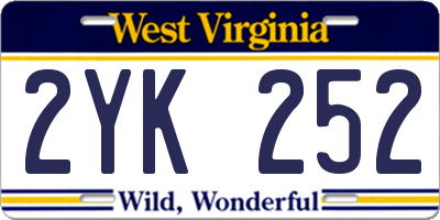WV license plate 2YK252