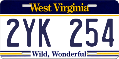 WV license plate 2YK254