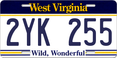 WV license plate 2YK255