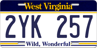 WV license plate 2YK257