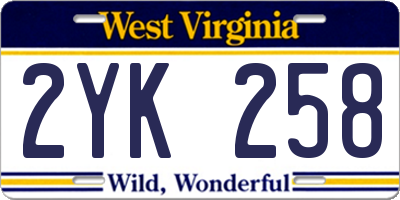WV license plate 2YK258