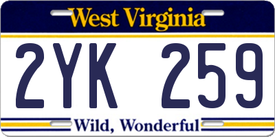 WV license plate 2YK259