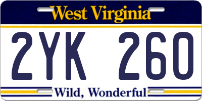 WV license plate 2YK260