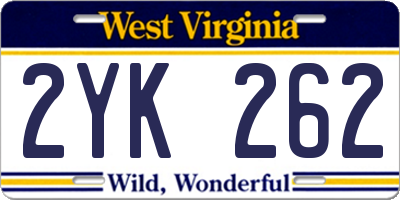 WV license plate 2YK262