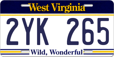 WV license plate 2YK265