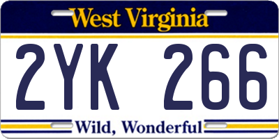 WV license plate 2YK266
