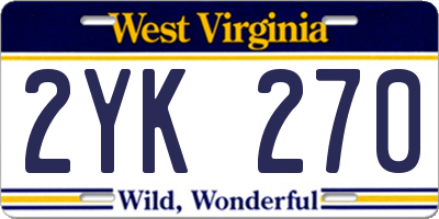 WV license plate 2YK270
