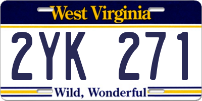 WV license plate 2YK271