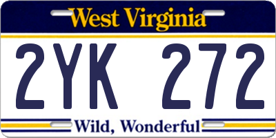 WV license plate 2YK272