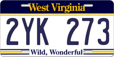 WV license plate 2YK273