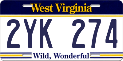WV license plate 2YK274