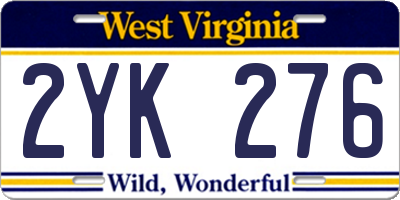 WV license plate 2YK276