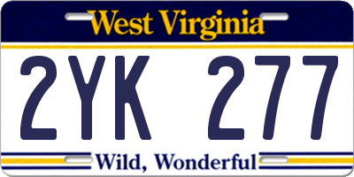 WV license plate 2YK277