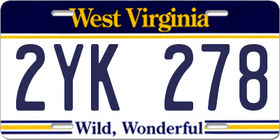 WV license plate 2YK278